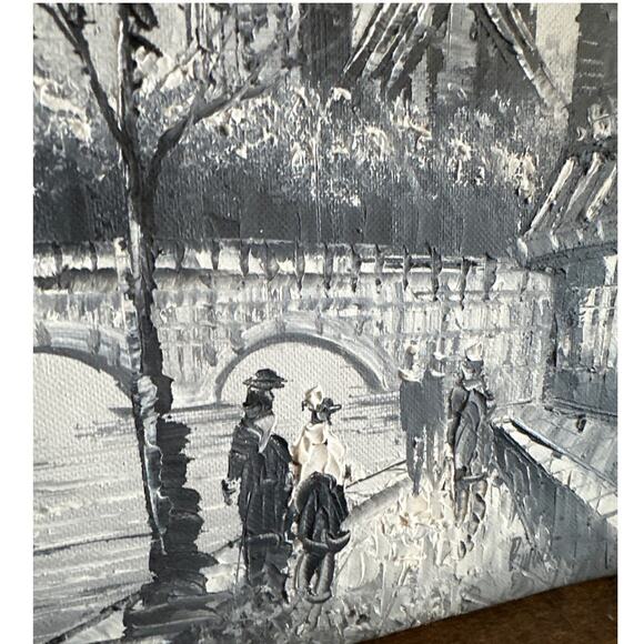 Vintage Original Caroline Burton MCM Oil Painting Paris Parisian Scene - Picture 4 of 7